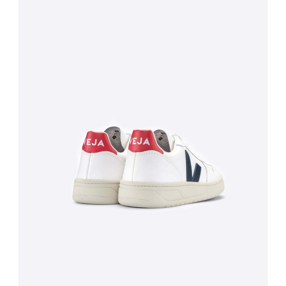 Veja V-10 LEATHER Sneakers Dames White/Black/Red | BE 664NWY